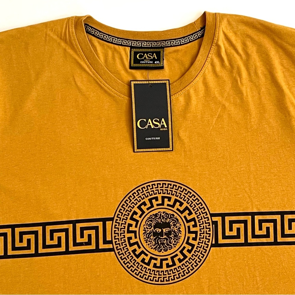 CASA MODA COUTURE T-Shirt Men's SIZE 4XL Or Pur Gold Medusa Logo Shirt Tee NWT - Picture 4 of 12